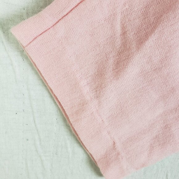 Vintage Union Label 60s 70s Knit Blouse Top Beaded Pastel Pink Half Sleeve M/L - Picture 9 of 11